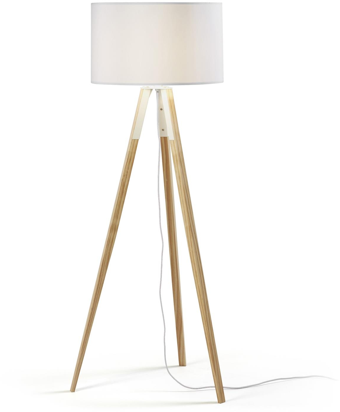 Gulvlampe Kave Home Iguazu massivt fyrretræ hvid/natur H155 cm nordisk moderne design