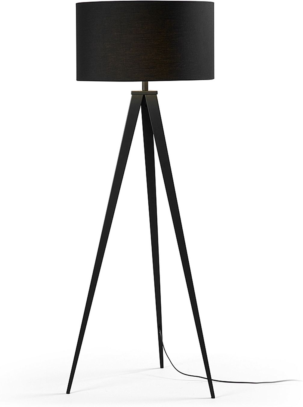 Gulvlampe Kave Home Iguazu Tripod Sort - Moderne Nordisk Stativlampe med 100% Bomuldsskærm