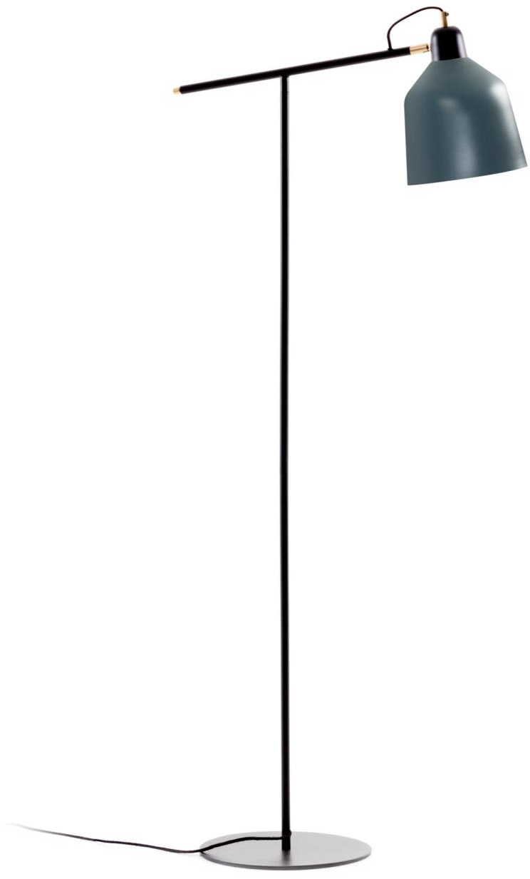 Gulvlampe Kave Home Olimpia - bevægelig skærm i pulverlakeret metal grå/benzinblå