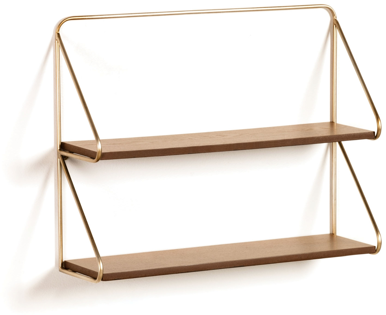 Væghylde Kave Home Catrina i MDF og guldmalet stål - vintage opbevaringshylde H42×B51×D16 cm