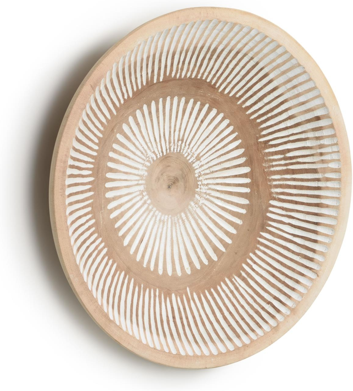 Vægpanel Kave Home Melisa i massivt munggurtræ, rustik kolonial stil, 49x11x49 cm, natur/hvid