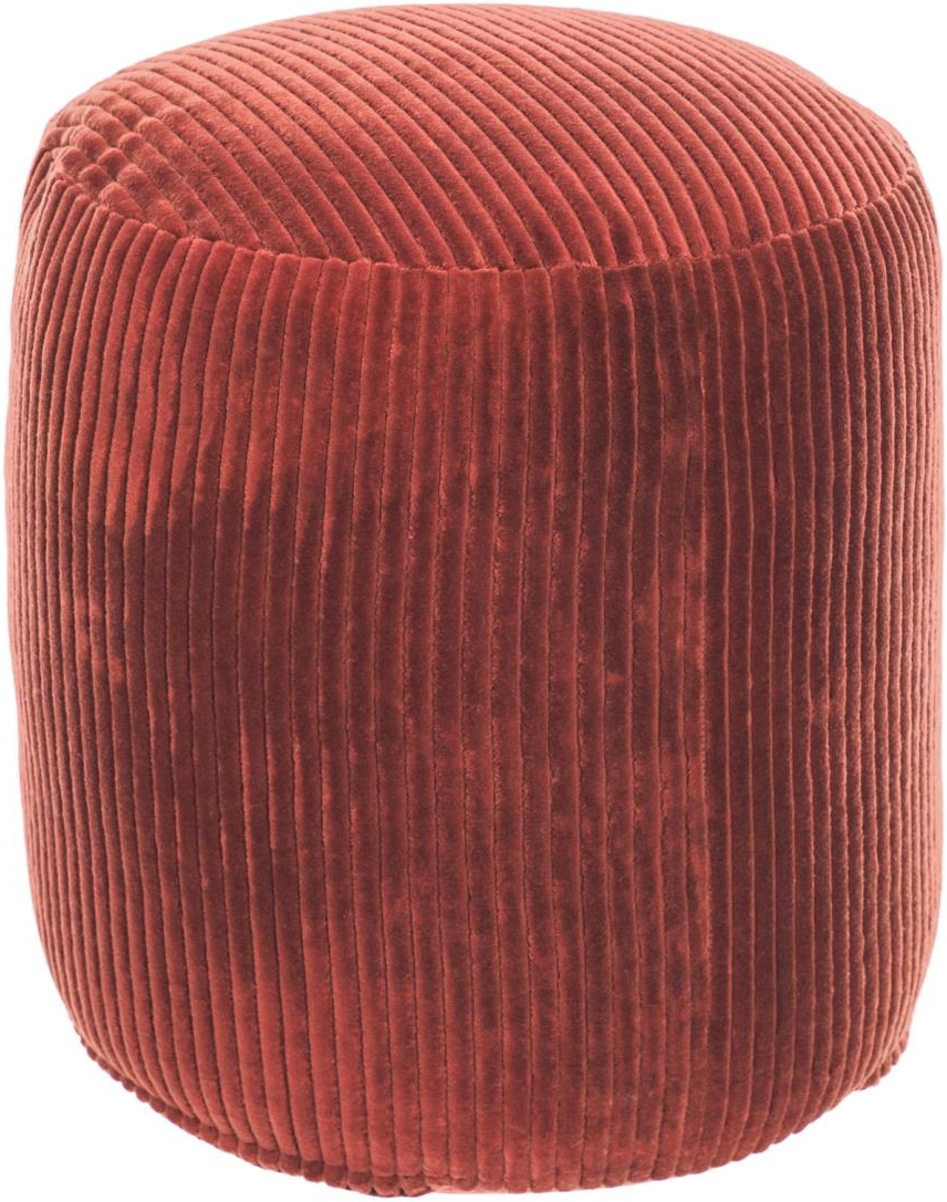 Puf Kave Home Cadenet - Rød rund vintage skammel Ø40×H30 cm i bomuld
