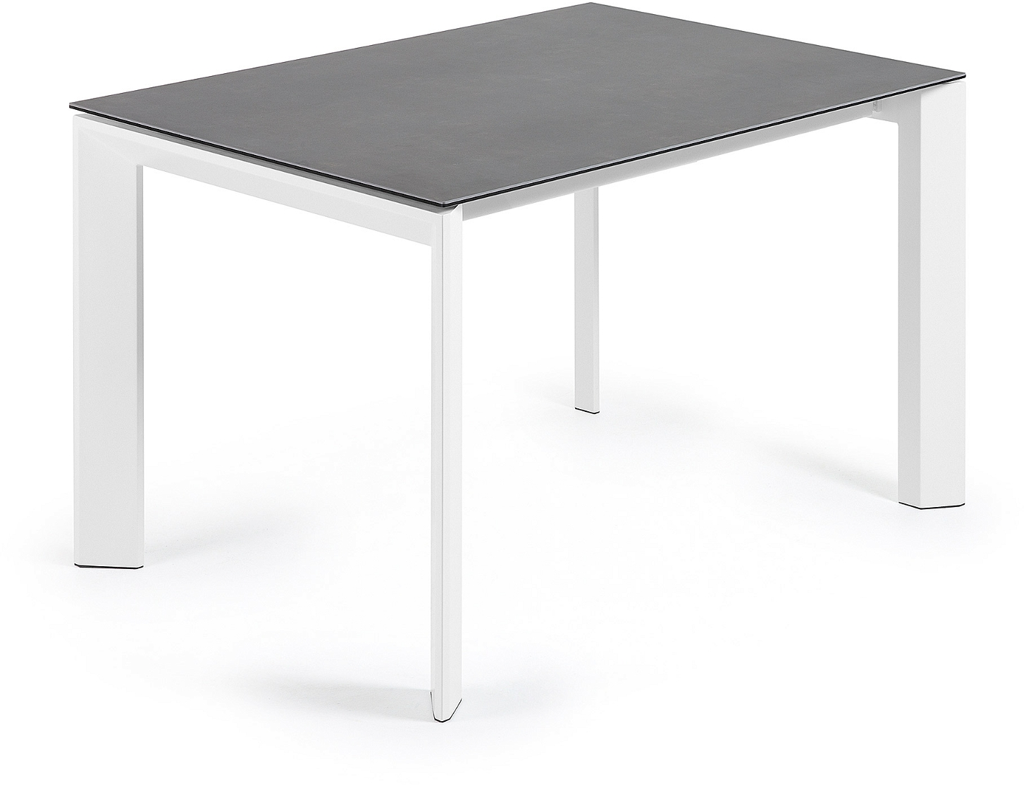 Spisebord med udtræk Axis fra Kave Home, keramik- og stålbord 120-180 cm mørkegrå/hvid