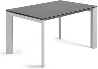 Spisebord med udtræk Kave Home Axis, keramisk top med glas, 140-200 cm, sort/grå