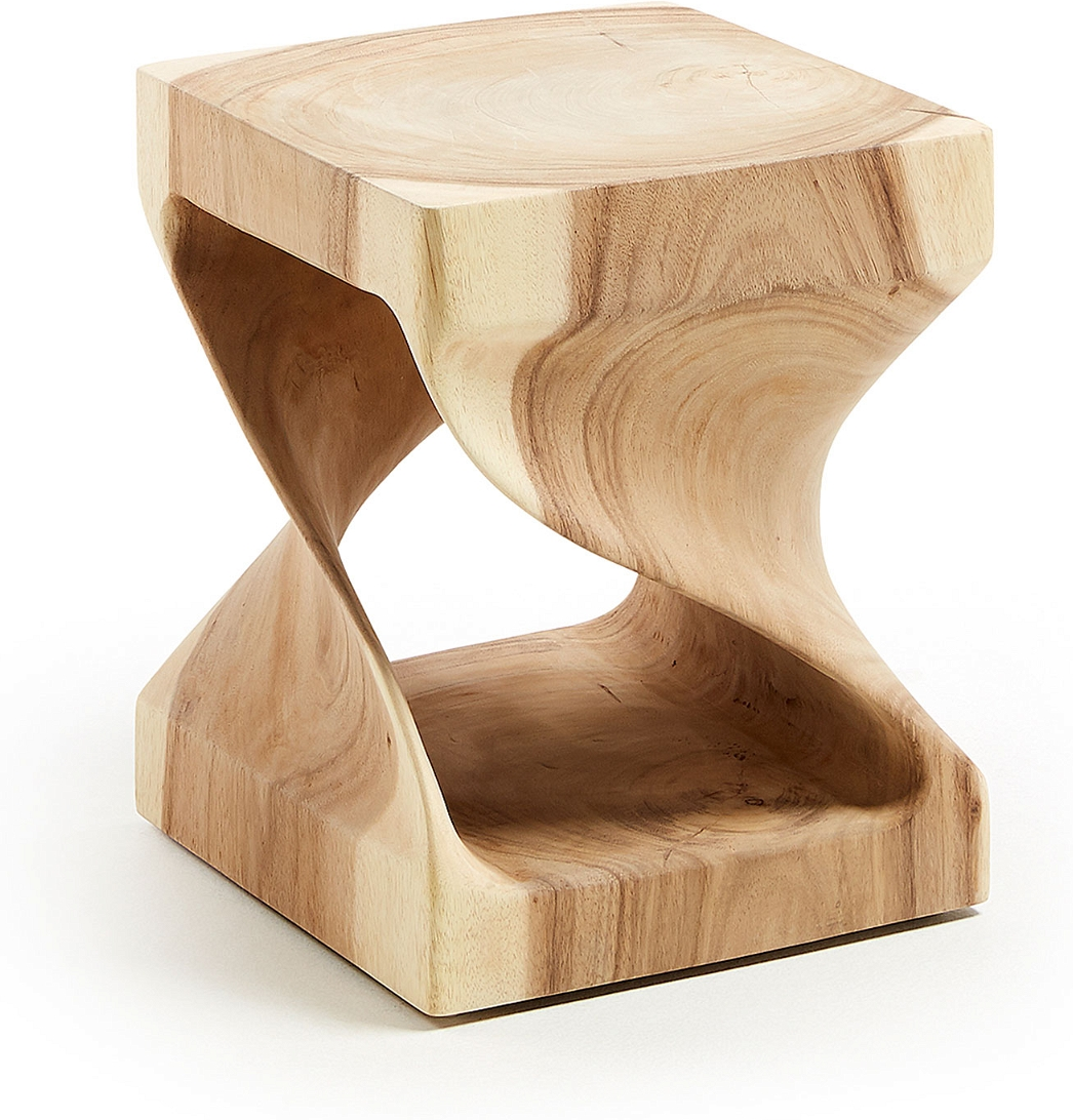 Udendørs sidebord Kave Home Aaron massivt mungurtræ med hul 30x30x46 cm