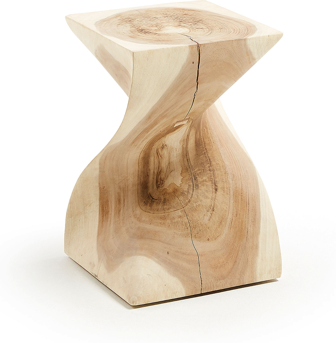 Udendørs sidebord Kave Home Aaron massivt mungurtræ natur 46 x 30 x 30 cm uden hul