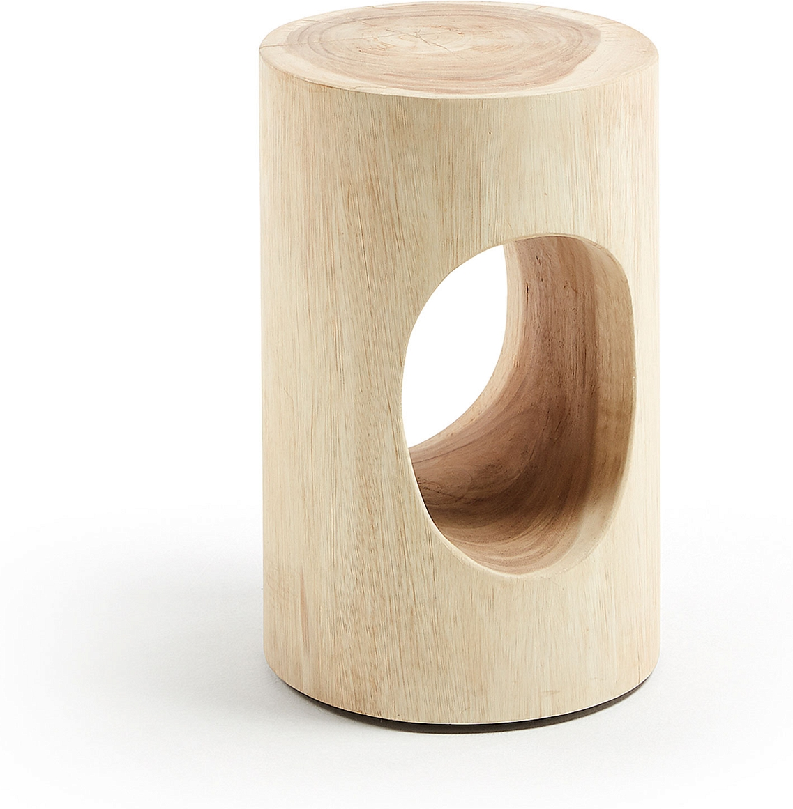 Udendørs sidebord Kave Home Halcot i massivt mungur træ 46x30x30 cm natur