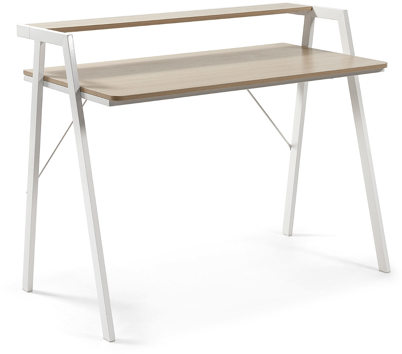 Skrivebord Kave Home Alanna med hylde natur/hvid H91×B60×L115 cm