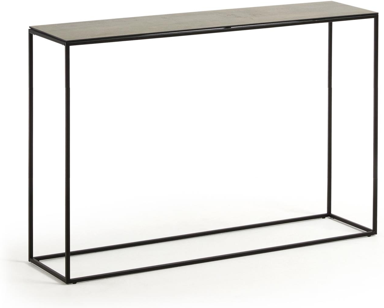 Konsolbord Kave Home Rewena i keramik og stål industrielt moderne grå-sort H75×B30×L110 cm