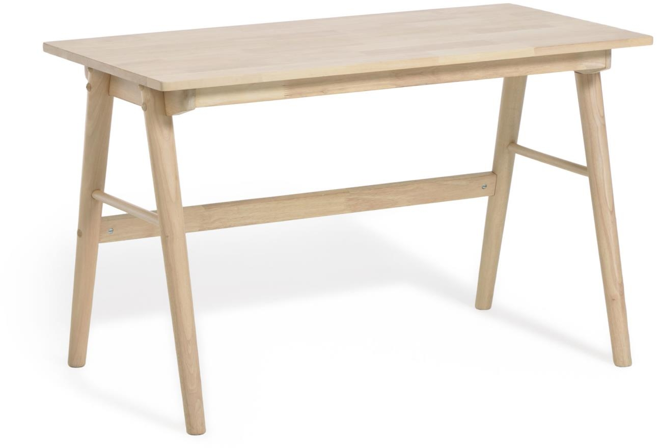 Skrivebord Kave Home Curie - massivt gummitræ arbejdsbord, nordisk moderne design, 120x60x73 cm