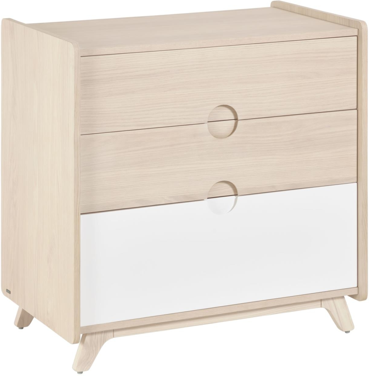 Kommode Kave Home Nunila i naturlig asketræ 3 skuffer soft-close bæredygtigt nordisk design H90 B54 D90 cm