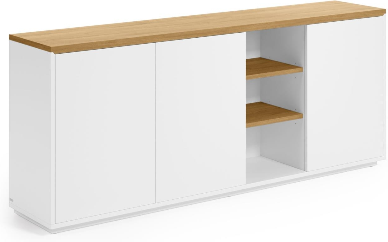 Skænk Kave Home Abilen - hvid/natur egetræsfiner 180×36×75 cm