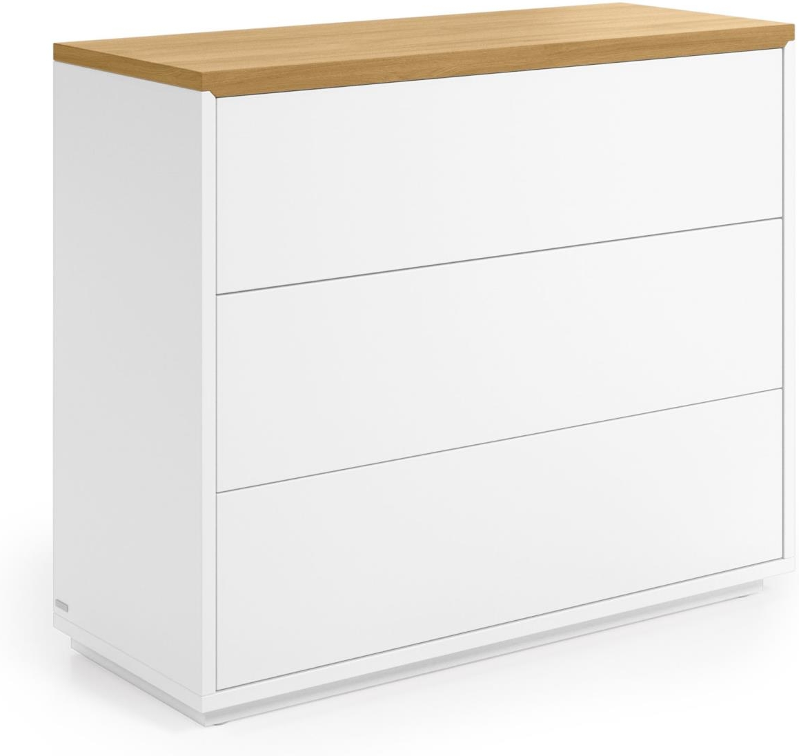 Kommode Kave Home Abilen Hvid/Natur 90x36x75 cm 3 skuffer push-åbning soft-close