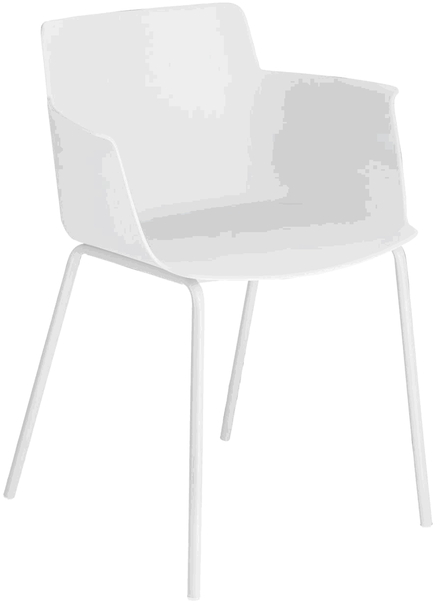 Spisebordsstol med armlæn Kave Home Hannia hvid polypropylen/stål