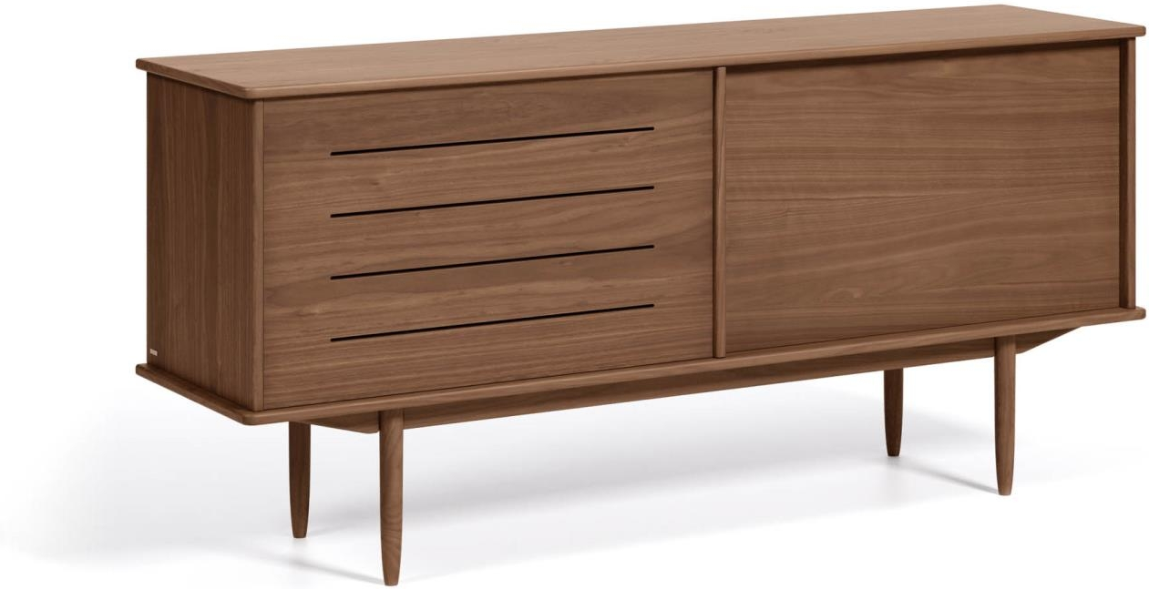 Skænk Kave Home Carolin - valnøddetræ finér, skydedøre, 180 x 45 x 83,8 cm