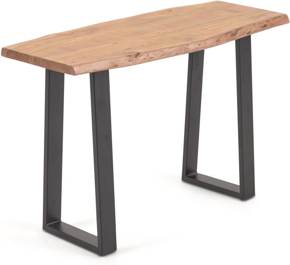 Konsolbord/aflægningsbord Kave Home Alaia rustikt massiv akacietræ med sort metal natur H75xB35xL115 cm