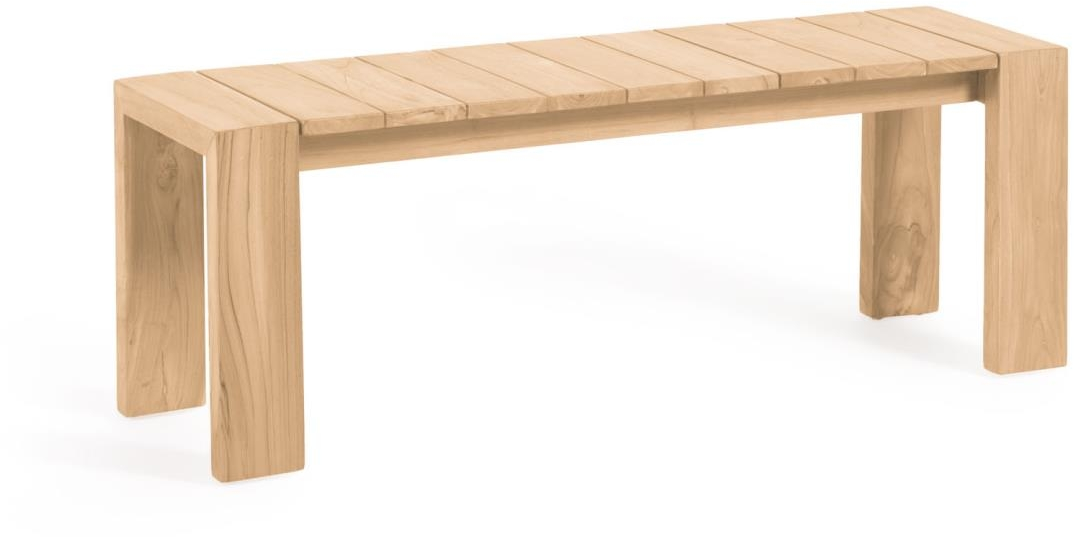 Udendørs bænk Kave Home Victoire - massivt naturfarvet teaktræ rustik kolonial 135 cm