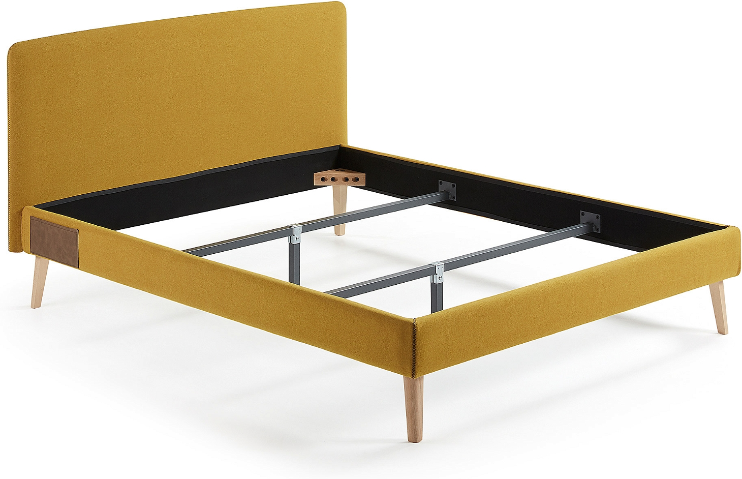 Dobbeltseng sengeramme Kave Home Dyla sennepsgul til 160 x 200 cm