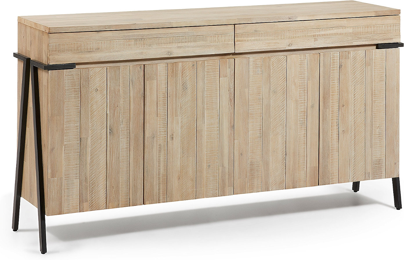 Skænk/sideboard Kave Home Thinh i massivt akacietræ natur/sort 184x45x98 cm