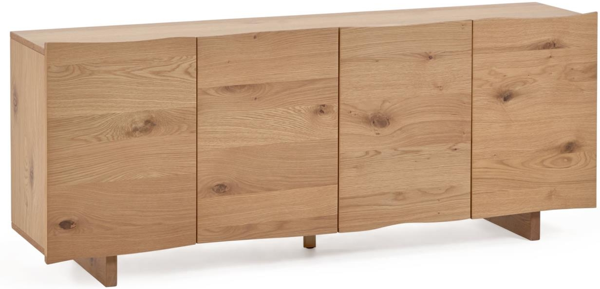Skænk/sideboard Kave Home Rasha natur egetræsfiner H71×B180×D41 cm med 4 døre og justerbare hylder