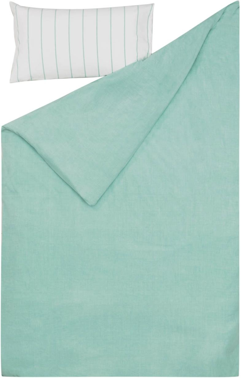 Sengesæt Kave Home Gaitana - økologisk bomuld GOTS-certificeret med opbevaringstaske, turkis