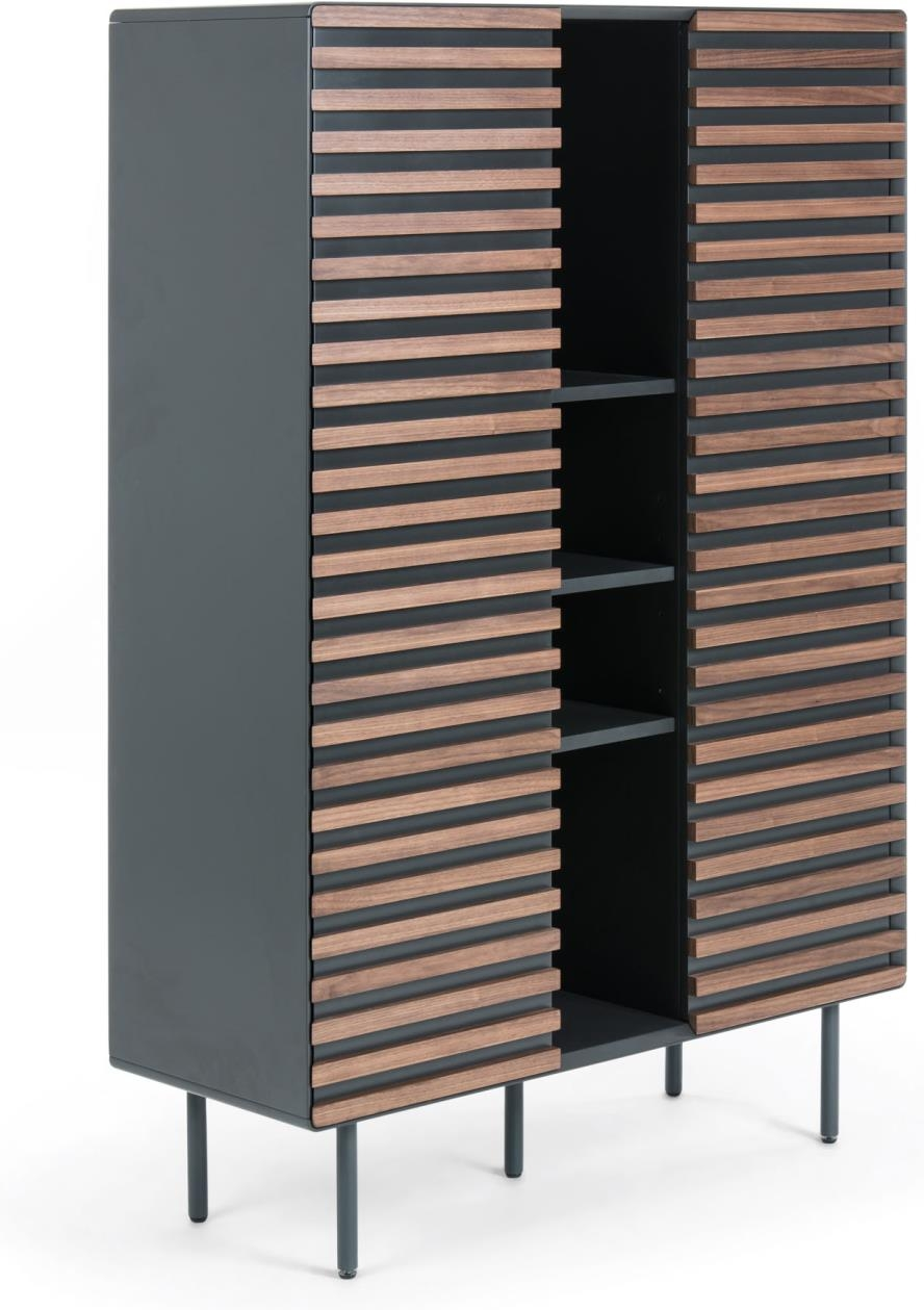 Highboard Kave Home Kesia moderne skab med låger sort/natur H155xB105xD40 cm