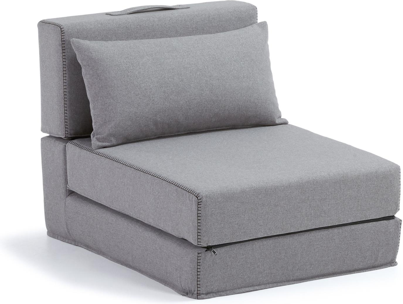 Puff med udtrækseng Kave Home Arty grå i pletresistent Varese-stof H67xB70xL89 cm