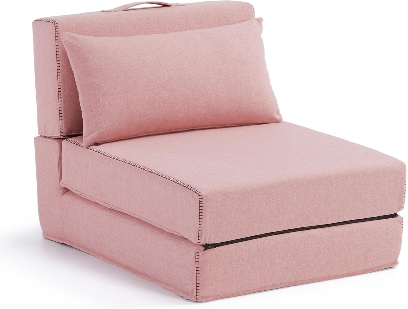 Puff Kave Home Arty skammel med udtræksseng 70x200 cm lyserød Teflon-betræk