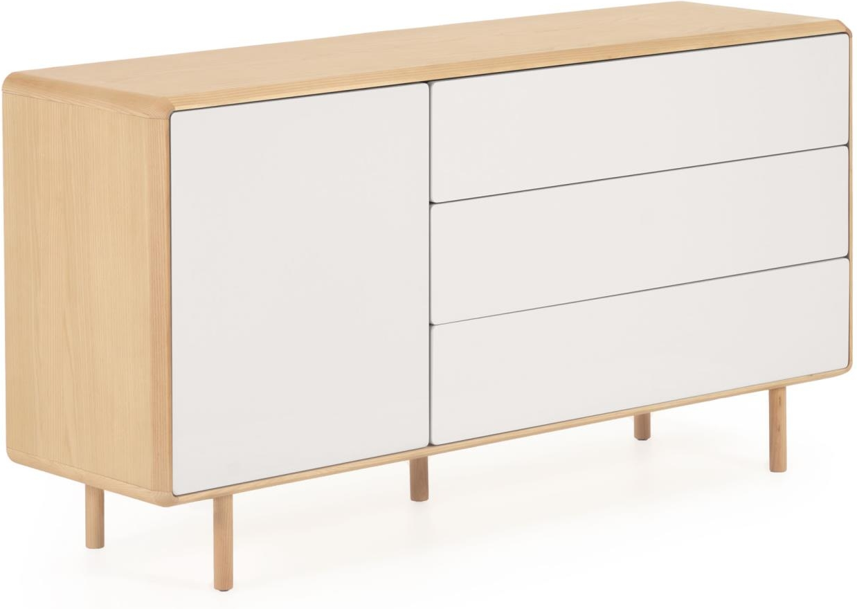 Skænk Kave Home Anielle natur/grå - sideboard i askefiner med soft-close og justérbare ben