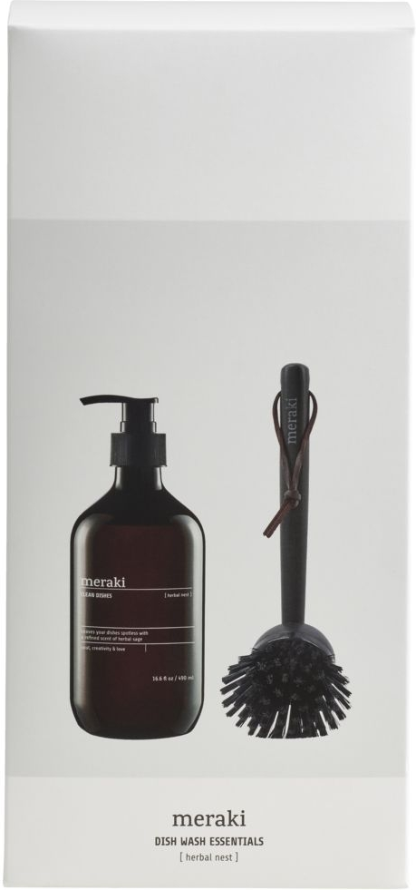 Gaveæske Meraki Herbal Nest - opvaskesæt med svanemærket opvaskemiddel & bambus opvaskebørste