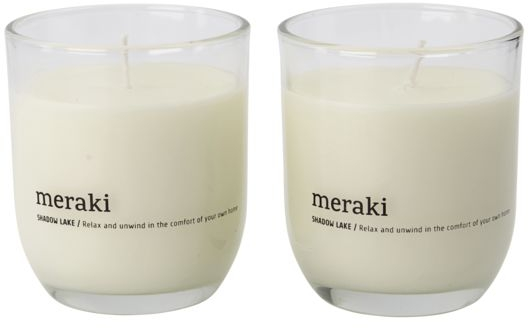 Duftlys Meraki Shadow Lake Ø7×H7,6 cm hvid - aromatisk stearinlys med beroligende duft