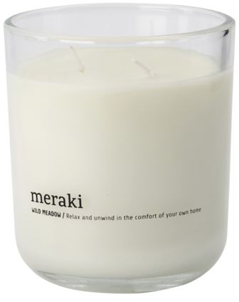 Duftlys Meraki Wild Meadow vild eng hvid Ø9,6×H10,5 cm