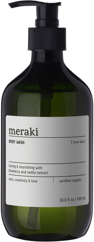 Bodywash Meraki Linen Dew brusegel - Økologisk COSMOS Organic, blåbær & brændenælde, pebermynte & patchouli