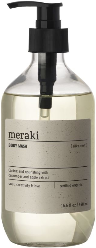Bodywash Meraki Silky Mist - økologisk COSMOS-certificeret fugtgivende kropsvask med agurk & æbleekstrakter