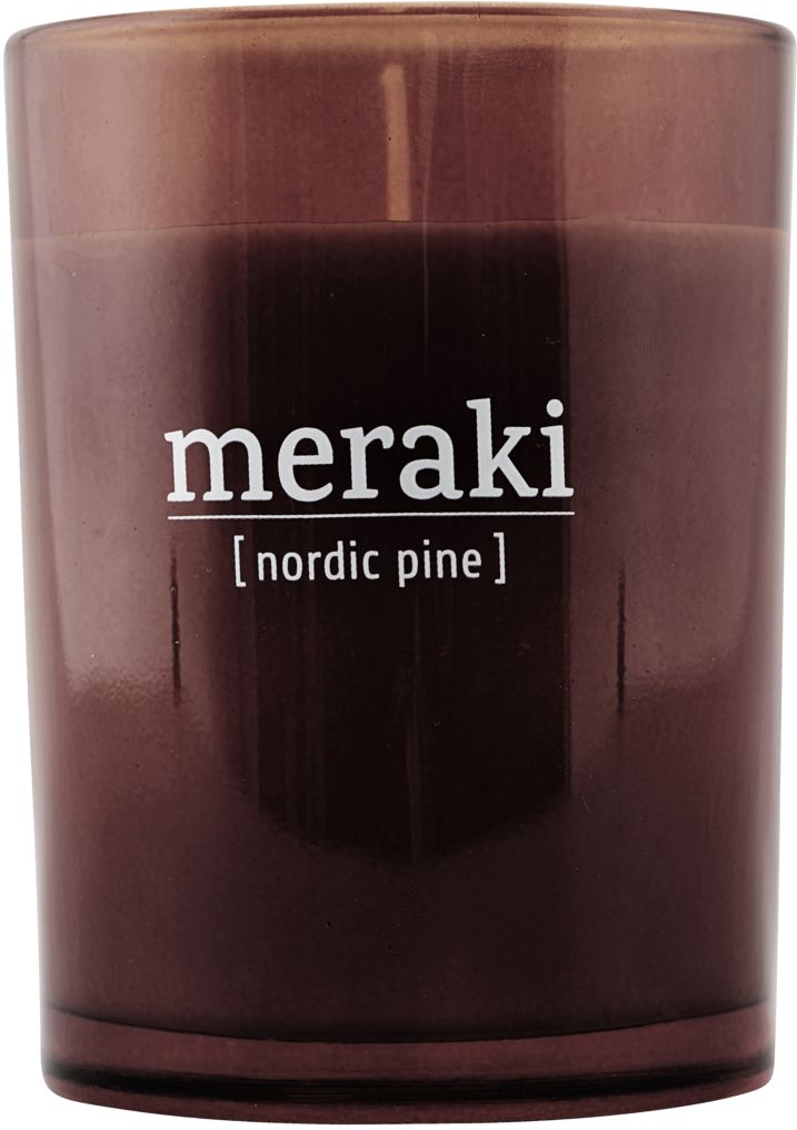 Duftlys Meraki Nordic Pine - sojavoks i brændt henna glas Ø8cm, 35 timer brændetid