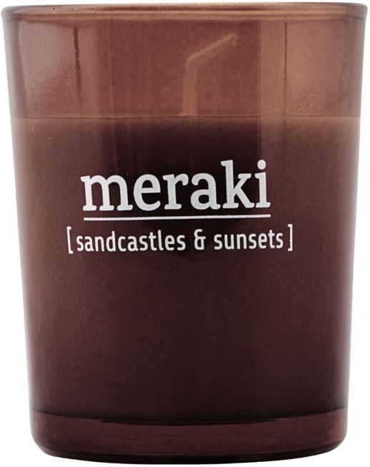 Duftlys Meraki Sandcastles & Sunsets i brændt henna glas - ren soyavoks, genanvendelig beholder