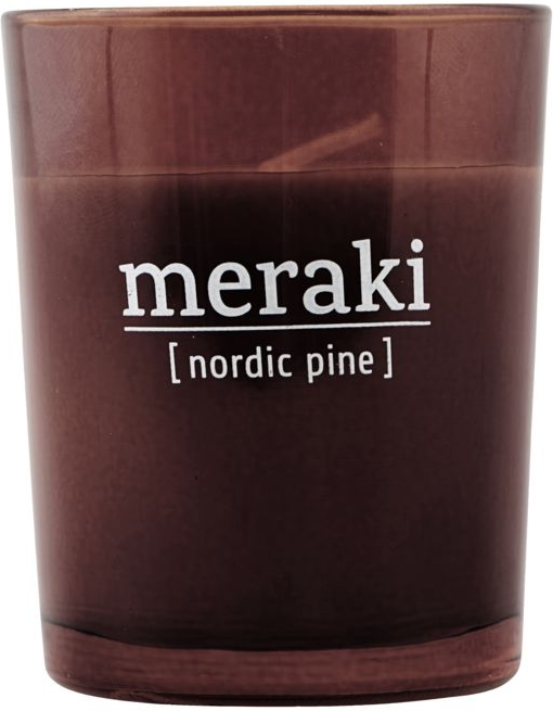 Duftlys Meraki Nordic Pine i glas Ø5,5 x H6,7 cm - bæredygtig sojavoks brændt henna