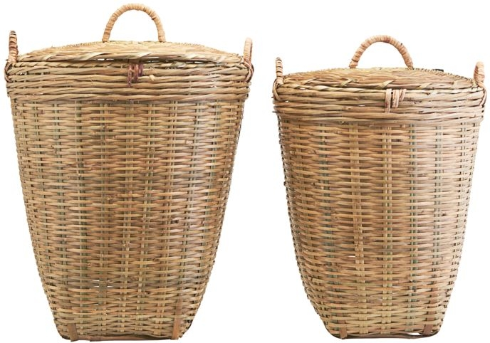 Kurvesæt Meraki Tradition bambus natur - opbevarings- og vasketøjskurve Ø40/45xH48/58 cm