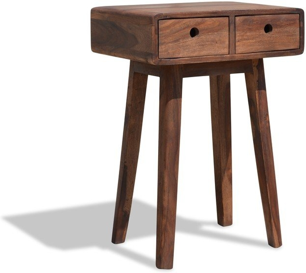 Natbord/sengebord OBUZI Stuka massivt rosentræ mørk natur H65×B35×L45 cm