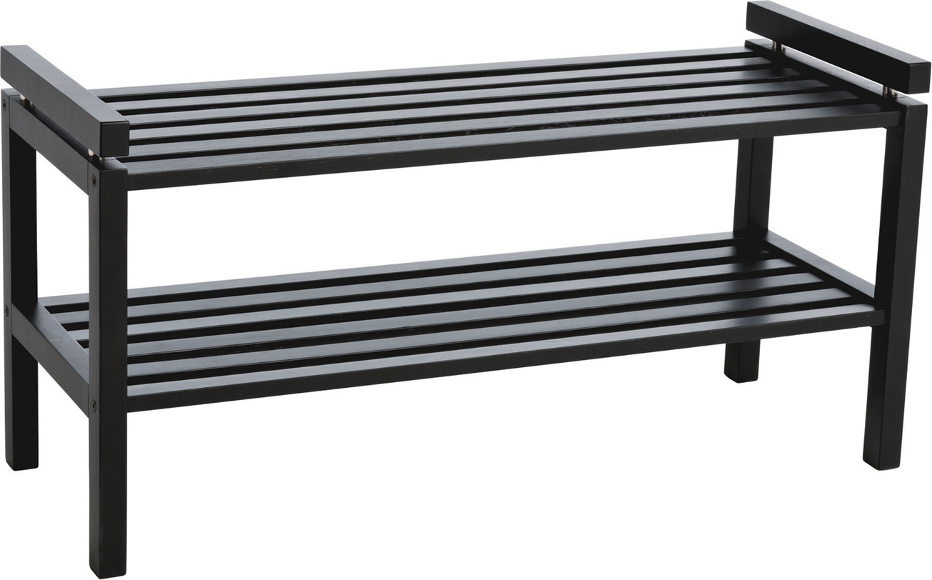 Skoreol og skohylde Rowico Confetti, sortlakeret egetræ med metaldetaljer, H40×B80×D30 cm