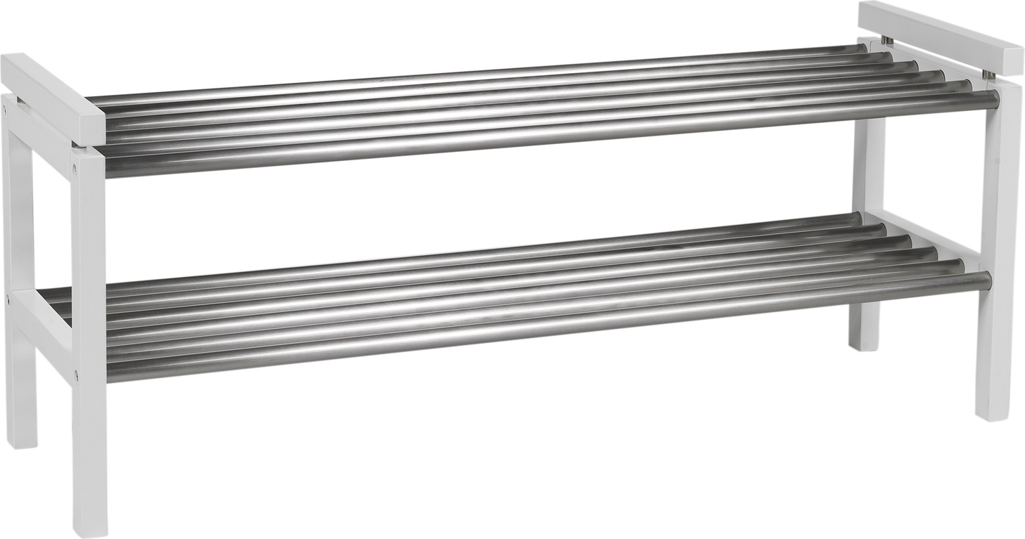 Skoreol/skohylde Rowico Confetti hvidvasket massiv eg og hvid metal 2 hylder B100xD30xH40 cm