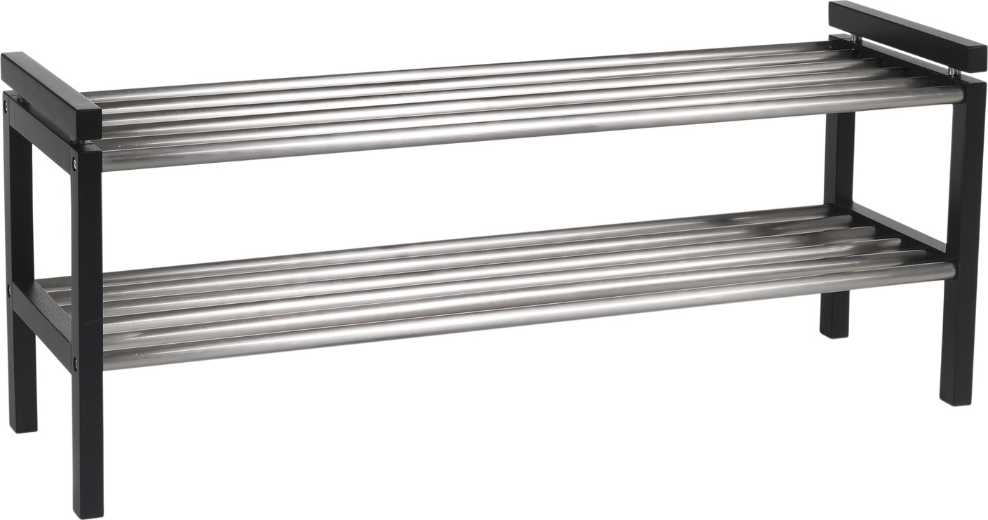 Skoreol Rowico Confetti skohylde, sortlakeret massivt egetræ og metal, H40×B100×D30 cm