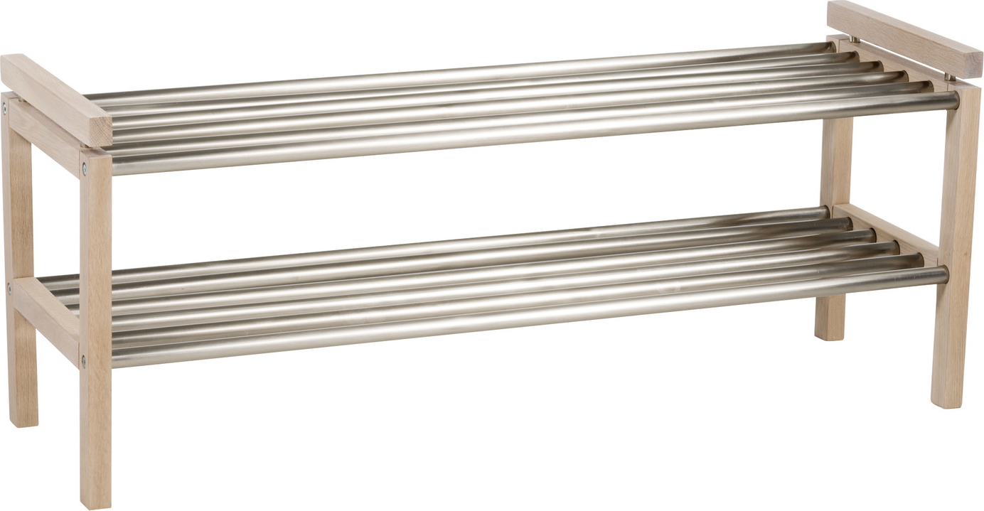 Skoreol Rowico Confetti - hvidvasket egetræ og sortlakerede metalstænger, 100×30×40 cm