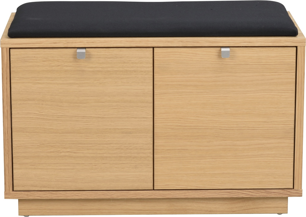 Entrébænk Rowico Confetti i olieret finér eg med sort Optex Notice I 7785-stof 70×35×45 cm