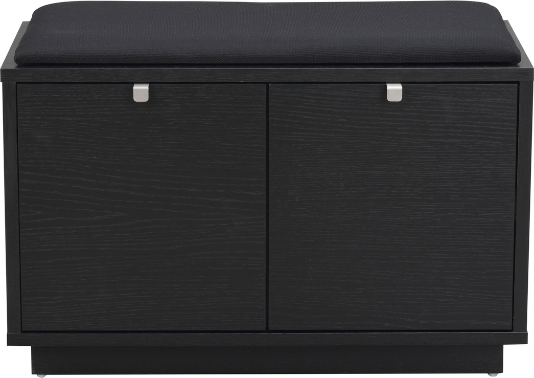 Entrébænk Rowico Confetti i sortlakeret egetræ med polstret Optex-stof og 2 skuffer H45×B70×D35 cm