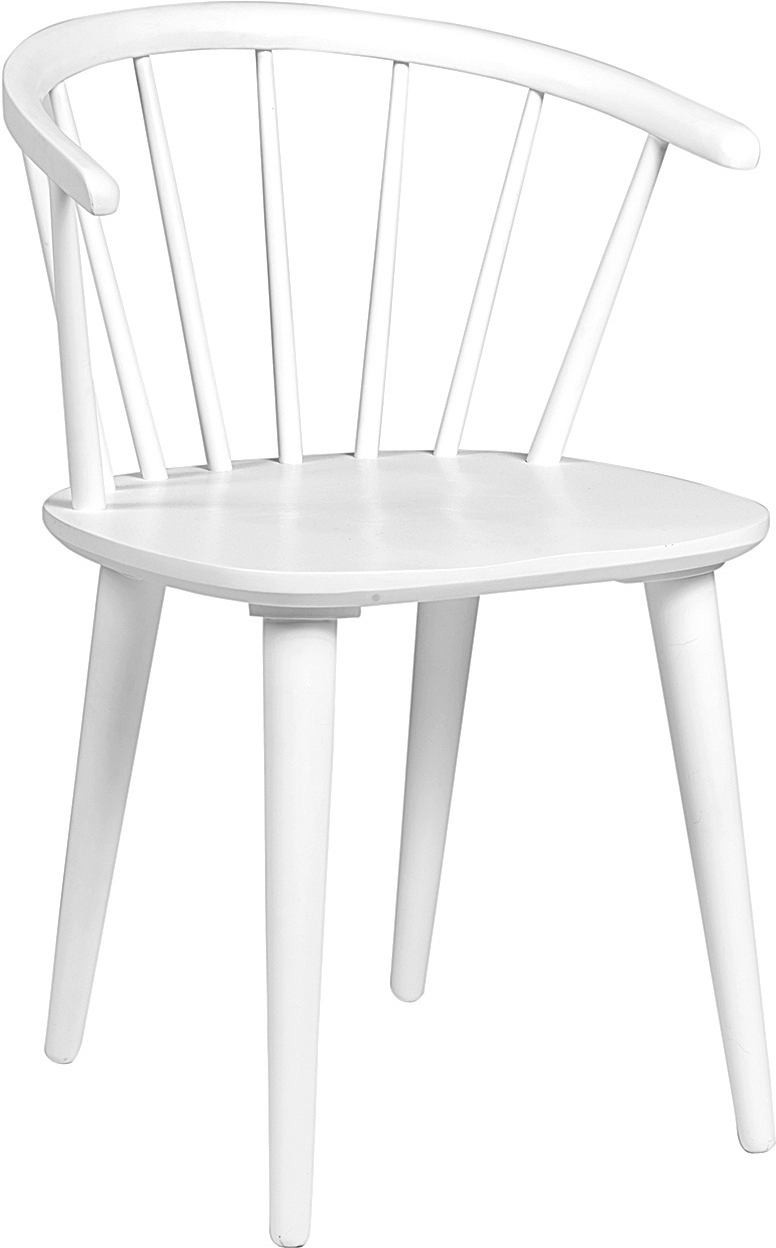 Spisebordsstol med armlæn Rowico Carmen hvid lakeret massivt gummitræ H76×B55×D52 cm