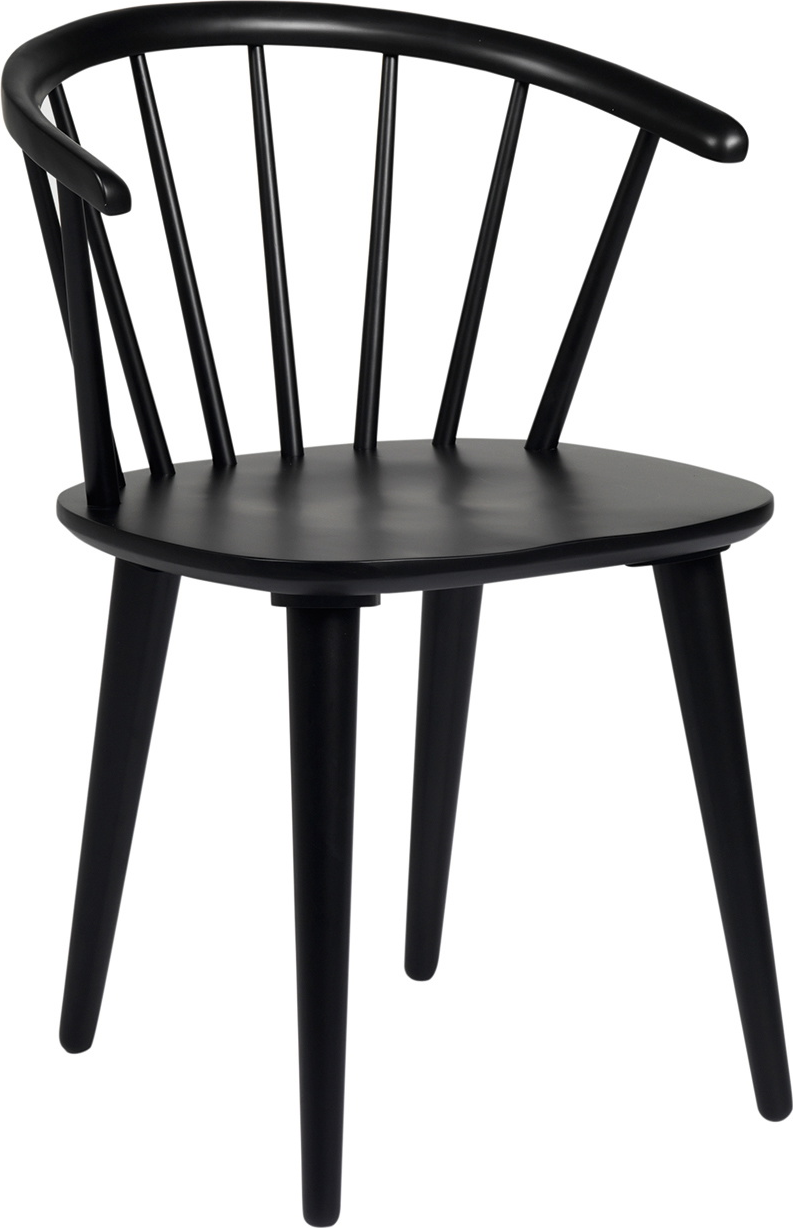 Rowico Carmen spisebordsstol med armlæn sæt af 2 sort lakeret gummitræ H76xB55xD52 cm