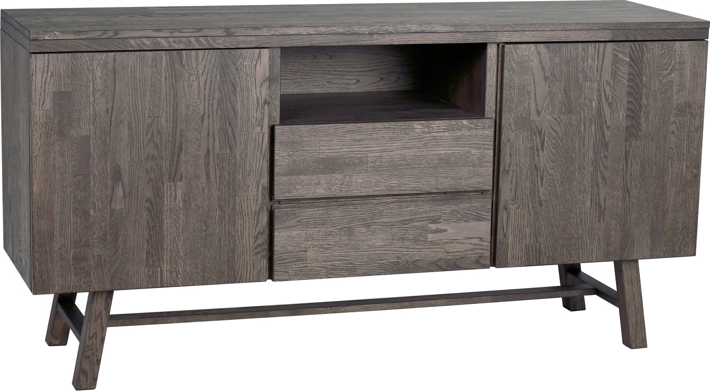 Skænk Rowico Brooklyn / sideboard i massivt egetræ, mørkebrun lak, H80×B160×D45 cm