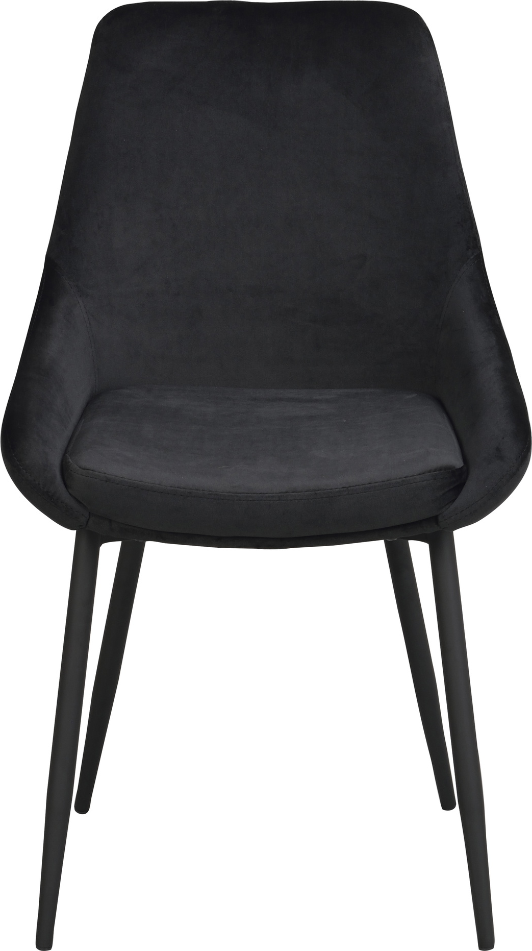 Spisebordsstol Rowico Sierra 2-pak sort velour med ergonomisk sæde og pulverlakerede metalben