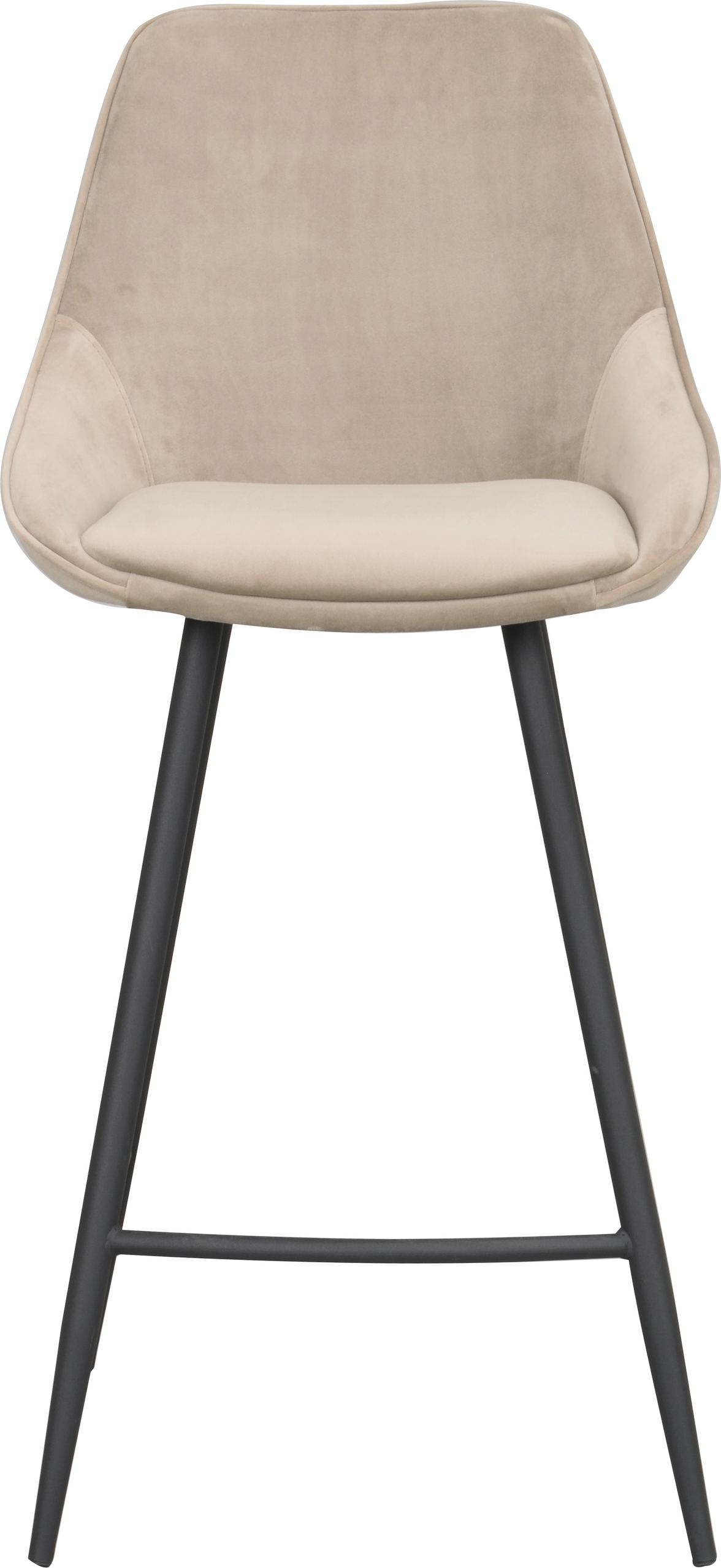 Barstol Rowico Sierra velour beige med sort metalstel, høj ryg og integreret fodstøtte, H97 cm
